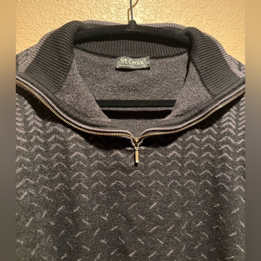 St. Croix Women's 100% Wool Gray Quarter Zip Sweater Size M - Picture 3 of 5